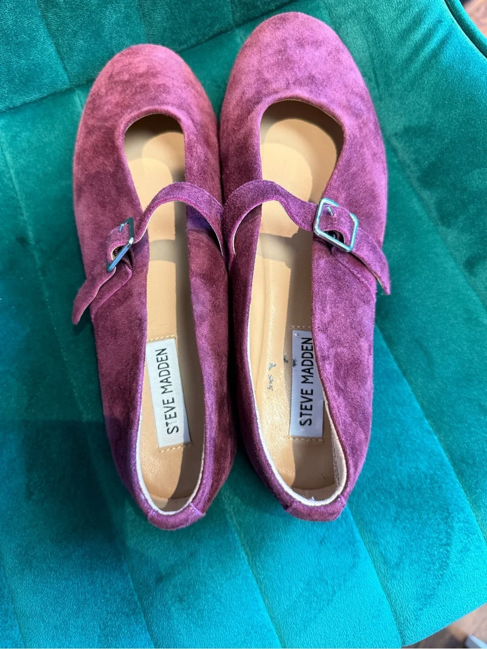 Steve Madden Purple Suede Mary Jane Flats